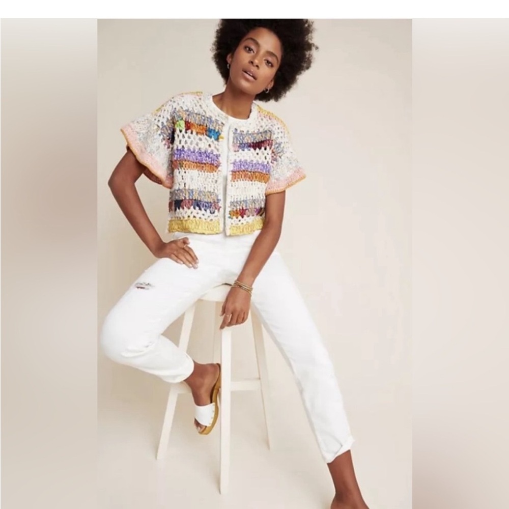 XS/S Anthropologie Mia Hand Knit Cropped Cardigan